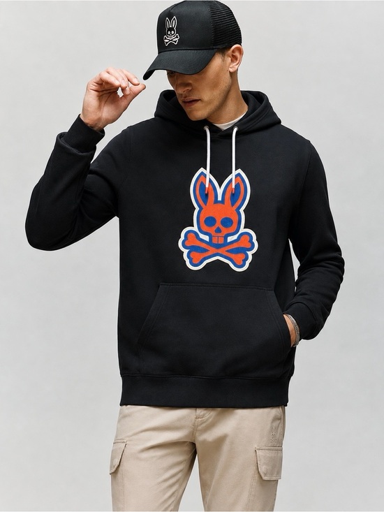 Psycho Bunny Other - Psycho Bunny Black Orange Blue Embroidered Logo Hoodie M